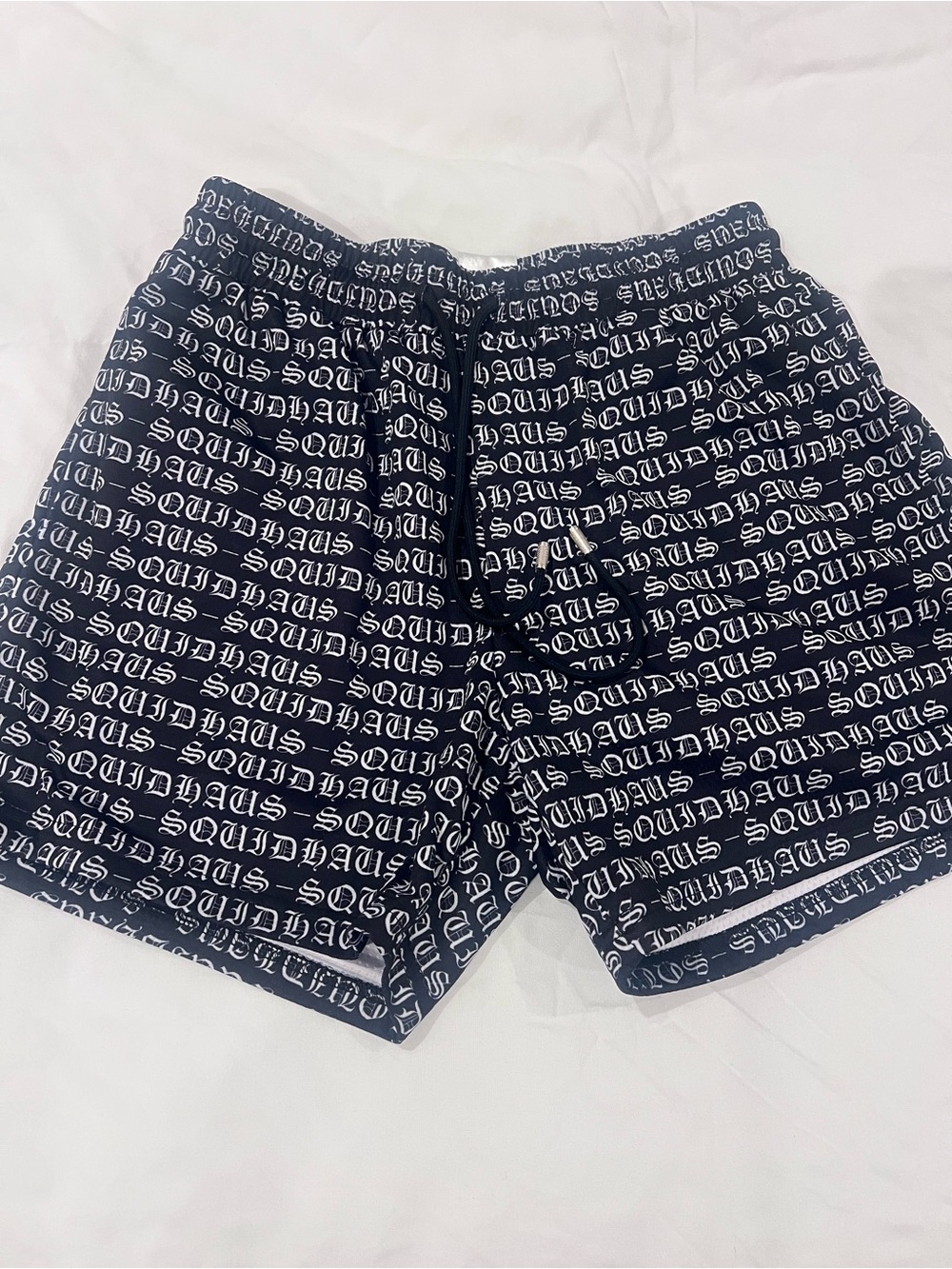 Squidhaus Boys Basketball Shorts Black/White  Drawstring Elastic Waist Lined L